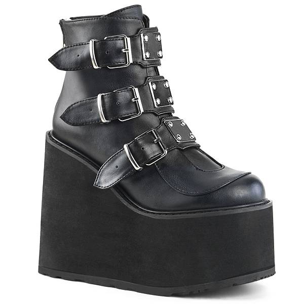 Demonia Women's Swing-105 Platform Boots - Black Vegan Leather D2016-59US Clearance